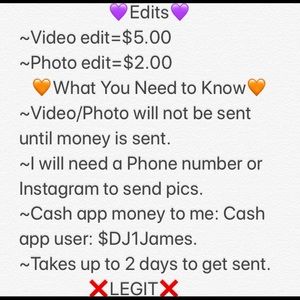 Video edits/photo edits comment if you want a edit